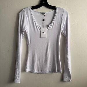 LNA Emory Notch Long Sleeve - White XS